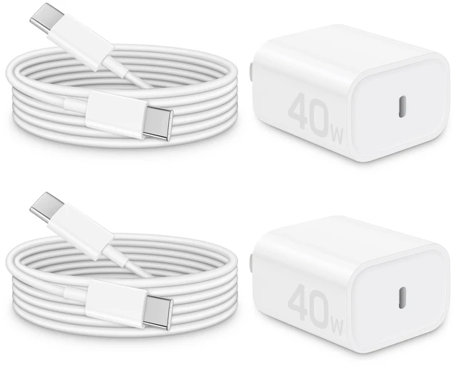Main image of iPhone 18/17/16/15 Charger Fast Charging 20W PD with 6Ft Cord 2 Pack | USB-C charger block with 6Ft C-to-C cable, compatible with iPhone 18/17/16/15, iPad Pro/Air, Galaxy S26/S25 & more