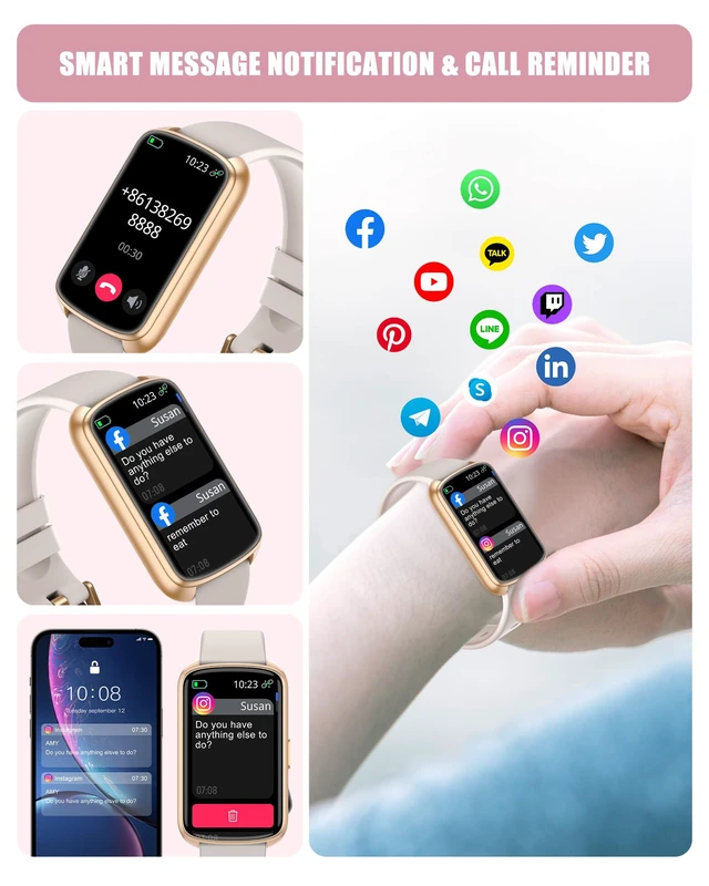 Alt view image 2 of 7 - Fitness Tracker, Smart Watch for Women Men with 24/7 Heart Rate/Blood Pressure/Blood Oxygen Monitor,Sleep Tracker,Step & Calorie Counter, IP68 Waterproof Fitness Watches Compatible with Android&iPhone
