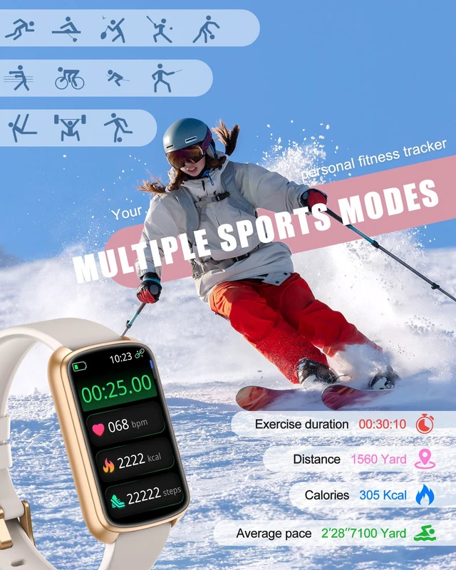 Alt view image 4 of 7 - Fitness Tracker, Smart Watch for Women Men with 24/7 Heart Rate/Blood Pressure/Blood Oxygen Monitor,Sleep Tracker,Step & Calorie Counter, IP68 Waterproof Fitness Watches Compatible with Android&iPhone