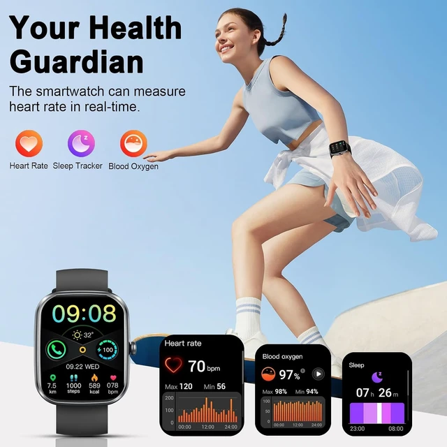 Alt view image 3 of 7 - Smart Watch for Men, 1.91" NEW Smartwatch(Answer/Bluetooth Call), Fitness Tracker Watch with 24/7 Heart Rate, Reloj with Sleep Monitor//Step/Calories/110+ Sport Modes/IP68 Waterproof, for Android iOS