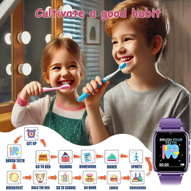 Alt view image 6 of 7 - Kids Smart Watch for Boys and Girls, 1.69" Touchscreen, Purple | 26 Puzzle Games, Camera, Music & Video Player, Pedometer, School Mode, 1GB SD Card, 2 Screen Protectors