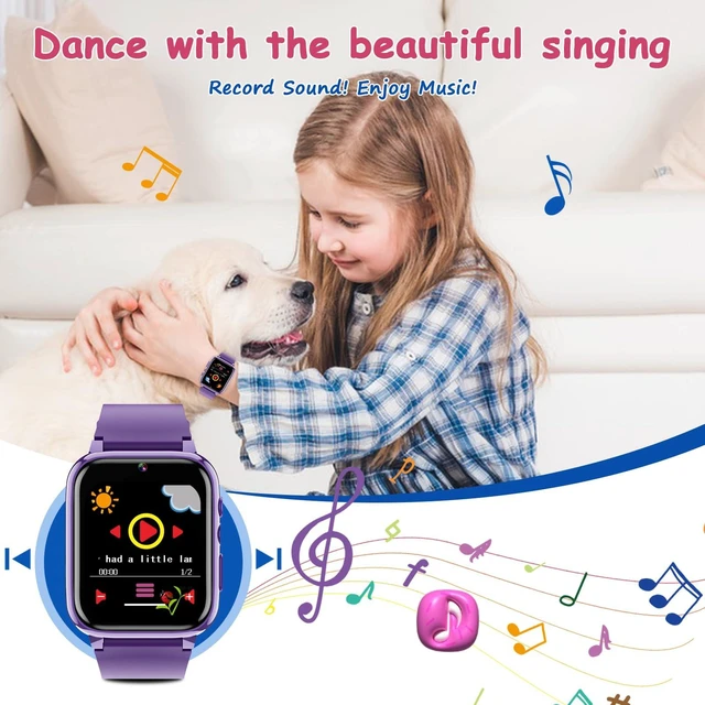 Alt view image 7 of 7 - Kids Smart Watch for Boys and Girls, 1.69" Touchscreen, Purple | 26 Puzzle Games, Camera, Music & Video Player, Pedometer, School Mode, 1GB SD Card, 2 Screen Protectors