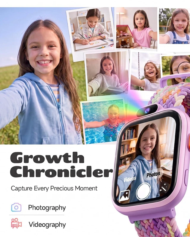 Alt view image 5 of 7 - Kids Smart Watch, Fitness Tracker with Camera Boys Girls 3-14 | Pedometer, Heart Rate, Sleep Tracker, Waterproof, Puzzle Games, Music, Video, Photo, Alarm, 80+ Sports, 100+ Dials, Gift