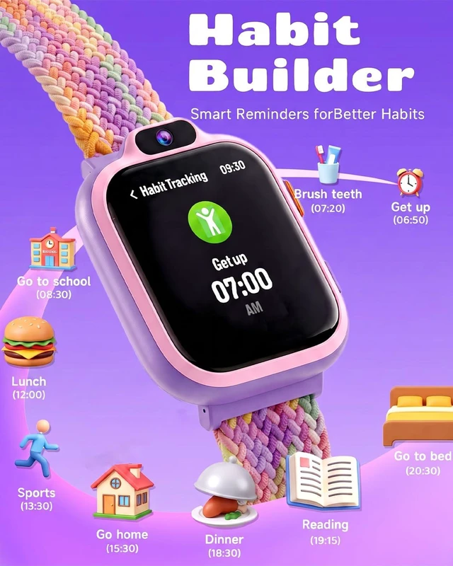 Alt view image 7 of 7 - Kids Smart Watch, Fitness Tracker with Camera Boys Girls 3-14 | Pedometer, Heart Rate, Sleep Tracker, Waterproof, Puzzle Games, Music, Video, Photo, Alarm, 80+ Sports, 100+ Dials, Gift
