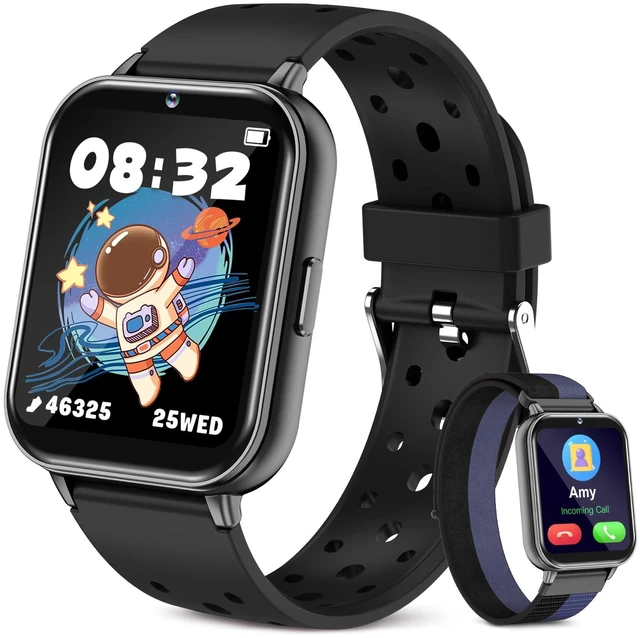 Main image of Smart Watch for Kids 1.83" Fitness Tracker with Pedometer Heart Rate Black | Sleep Monitor, IP68 Waterproof, Activity, 100+Sport Mode, Video, Camera, Music, Games, Dual Bands,Gift for Boys Girls 4-15