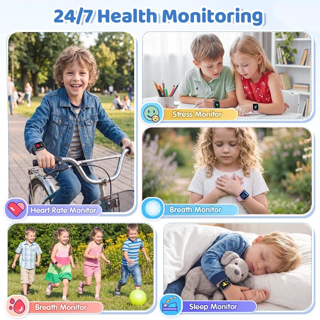 Alt view image 4 of 7 - Smart Watch for Kids 1.83" Fitness Tracker with Pedometer Heart Rate Black | Sleep Monitor, IP68 Waterproof, Activity, 100+Sport Mode, Video, Camera, Music, Games, Dual Bands,Gift for Boys Girls 4-15