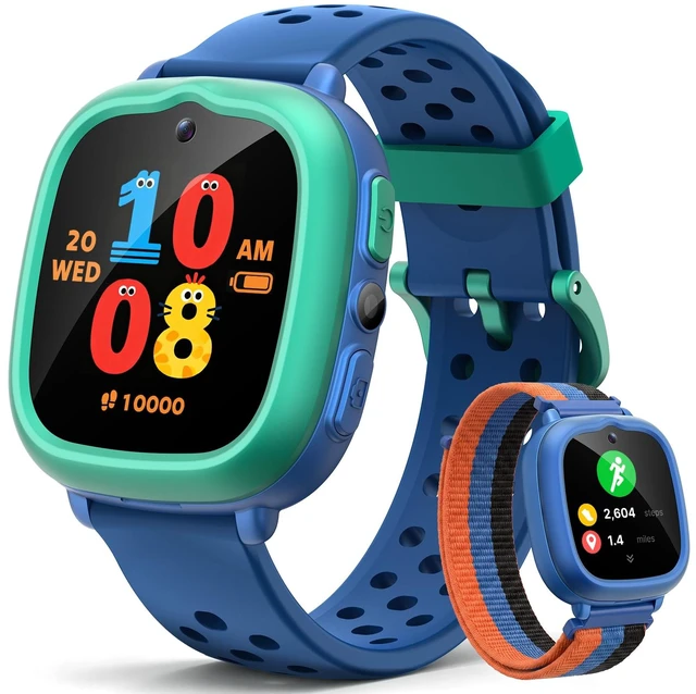 Main image of Kids Smart Watch, Birthday Gift Toy for Girls and Boys Ages 4-12,Blue | No Phone/App Needed,Camera, Parent-Controlled Games, Stories & Songs, Pet Faces, Steps, 14-Day Battery, IP68,2 Bands & Bezels
