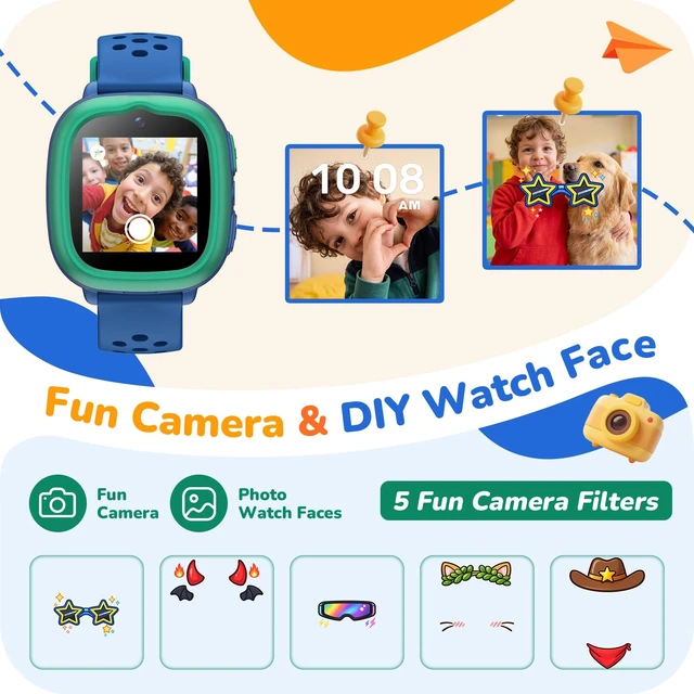Alt view image 3 of 7 - Kids Smart Watch, Birthday Gift Toy for Girls and Boys Ages 4-12,Blue | No Phone/App Needed,Camera, Parent-Controlled Games, Stories & Songs, Pet Faces, Steps, 14-Day Battery, IP68,2 Bands & Bezels