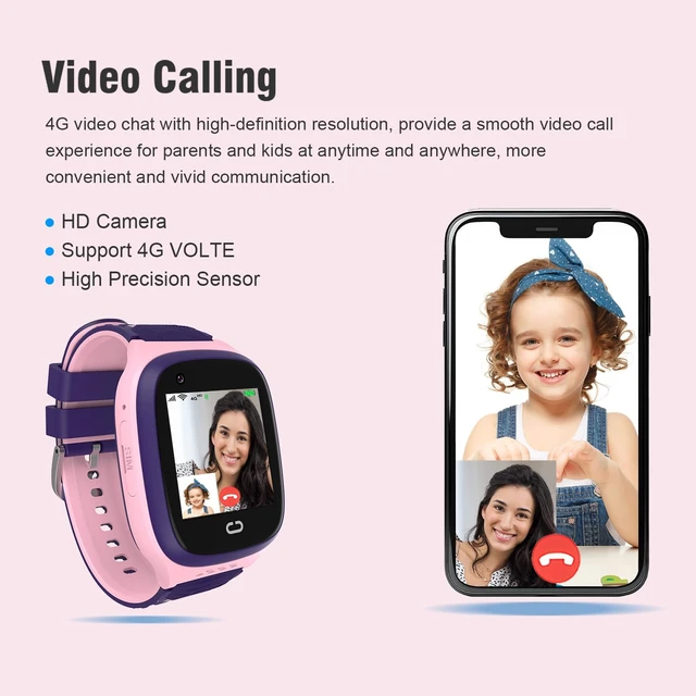 Alt view image 4 of 7 - 4G Kids Smart Watch with GPS Tracker Two Way Calling Camera Video Voice Chat SOS Pedometer Stopwatch Waterproof School Mode Alarm Clock Puzzle Games Smartwatches Gift for Boys Girls Age 4-12
