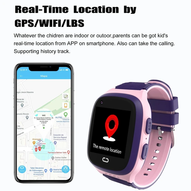 Alt view image 7 of 7 - 4G Kids Smart Watch with GPS Tracker Two Way Calling Camera Video Voice Chat SOS Pedometer Stopwatch Waterproof School Mode Alarm Clock Puzzle Games Smartwatches Gift for Boys Girls Age 4-12