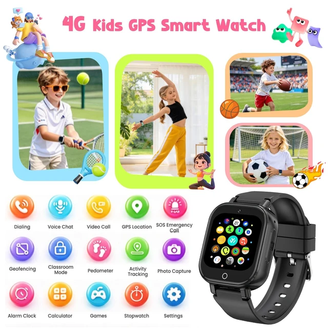 Alt view image 2 of 7 - 4G Kids Smart Watch Boys Girls,GPS Tracker Watch Phone Video SOS Voice Chat | IP68 Smartwatch Gift for Teens 4-12 Years with SIM Card School Mode WIFI SMS Camera Clock Sports Parental APP