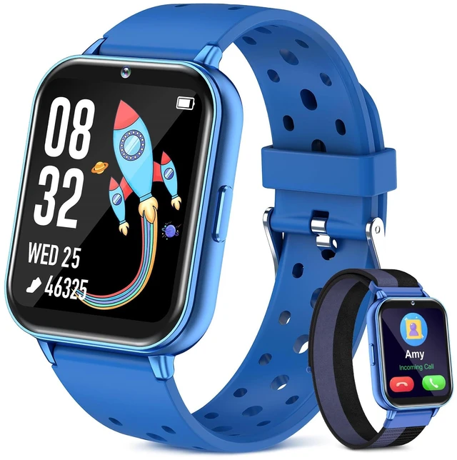 Main image of Kids Smart Watch No Phone Needed 1.83" Fitness Tracker Watch with Pedometer | Heart Rate, Sleep Monitor, 100+ Sport Mode,IP68 Waterproof,Camera, Music, Game, Bluetooth Calling for Boys Girls 5-16 Blue