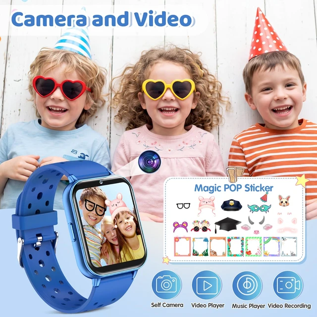 Alt view image 5 of 7 - Kids Smart Watch No Phone Needed 1.83" Fitness Tracker Watch with Pedometer | Heart Rate, Sleep Monitor, 100+ Sport Mode,IP68 Waterproof,Camera, Music, Game, Bluetooth Calling for Boys Girls 5-16 Blue
