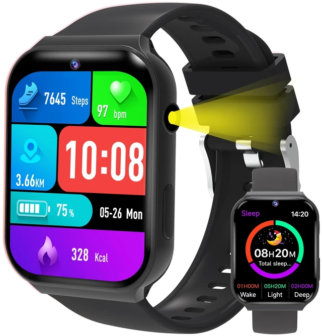 Main image of Smart Watch for Kids, Kids Watch with 18 Puzzle Games Sleep 1.83" HD Touch | Pedometer DIY Dial Alarm Clock Timer Stopwatch Calendar Flashlight No APP/Phone, 12/24 hr Gift for Kid Christmas Birthday