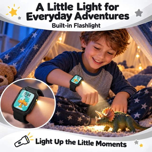 Alt view image 7 of 7 - Smart Watch for Kids, Kids Watch with 18 Puzzle Games Sleep 1.83" HD Touch | Pedometer DIY Dial Alarm Clock Timer Stopwatch Calendar Flashlight No APP/Phone, 12/24 hr Gift for Kid Christmas Birthday