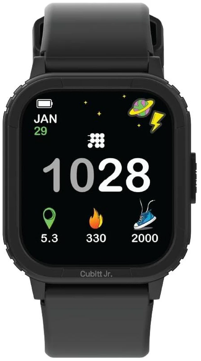 Main image of Jr. Smartwatch Fitness Tracker, 1.75" AMOLED Obsidian Black | For Kids and Teens with Games, Step Counter, Sleep Monitor, Heart Rate Monitor, Calculator, Activity Tracking, Waterproof