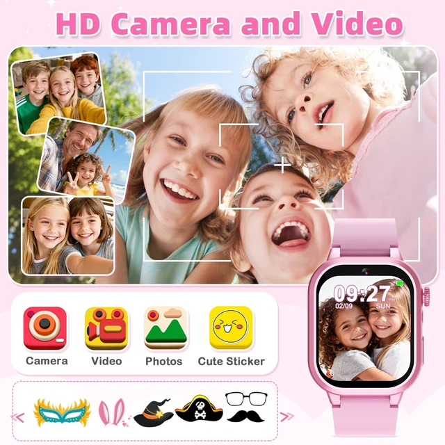 Alt view image 4 of 7 - Kids Smart Watch Girls Gift for Girl Aged 5-12, 40 Games, Camera Video Pink | HD Touchscreen Kids Watch, Music, Pedometer,Habit Tracking, Story,Learn Card,Toy Birthday Gifts for Girls Age 5 6 7 8 9 10