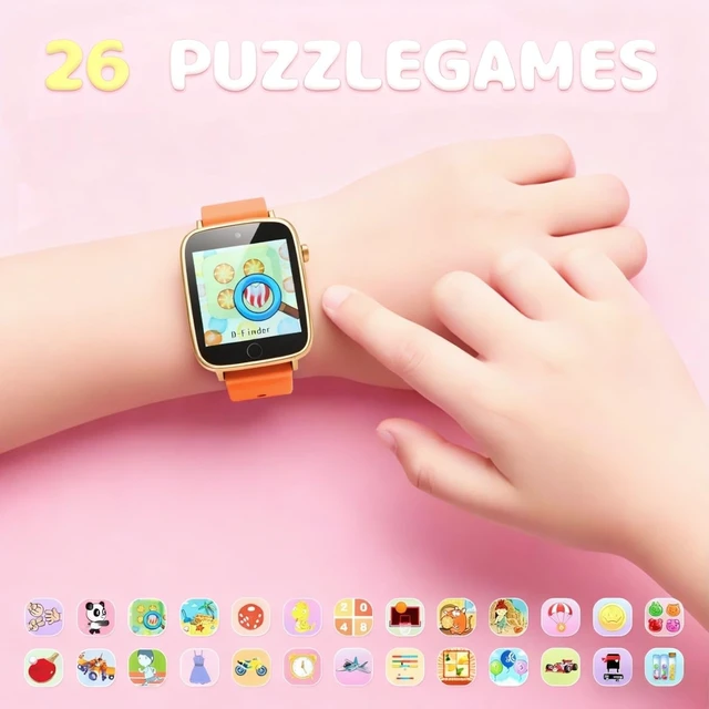 Alt view image 5 of 7 - Kids Watches for Girls Toys Age 4-12, Orange Smart Watch for Kids with Camera, 26 Puzzle Games, Alarm Clock, Pedometer, Audiobook, Learn Card, Toddler Girl Watch Birthday Gift for 8 9 10 Year Old