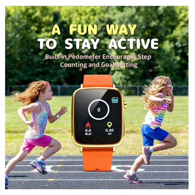 Alt view image 7 of 7 - Kids Watches for Girls Toys Age 4-12, Orange Smart Watch for Kids with Camera, 26 Puzzle Games, Alarm Clock, Pedometer, Audiobook, Learn Card, Toddler Girl Watch Birthday Gift for 8 9 10 Year Old
