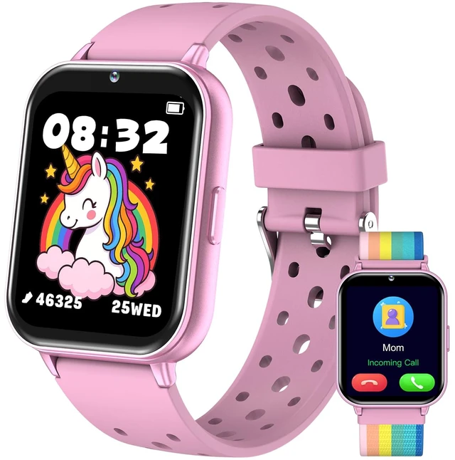 Main image of Kids Waterproof Smart Watch,1.83" Fitness Tracker Watch with Heart Rate, | Sleep Monitor, Pedometer, Camera, AI Voice, Games,100+ Sport Mode, Dual Bands, NO APP/Phone,Gift for Girls Teens 5-16(Pink)