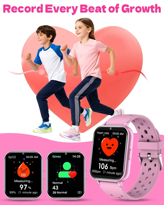 Alt view image 5 of 7 - Kids Waterproof Smart Watch,1.83" Fitness Tracker Watch with Heart Rate, | Sleep Monitor, Pedometer, Camera, AI Voice, Games,100+ Sport Mode, Dual Bands, NO APP/Phone,Gift for Girls Teens 5-16(Pink)