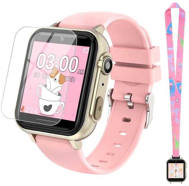 Main image of Smart Watch for Kids for Girls Ages 4-12 - Includes Screen Protector, 30+ Games, 140 Learning Cards, HD Touch Screen, Camera, Music, Pedometer - Fun & Educational Birthday Gift Idea (Pink)