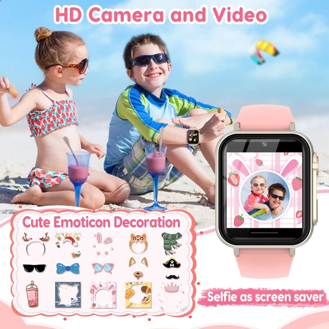 Alt view image 4 of 7 - Smart Watch for Kids for Girls Ages 4-12 - Includes Screen Protector, 30+ Games, 140 Learning Cards, HD Touch Screen, Camera, Music, Pedometer - Fun & Educational Birthday Gift Idea (Pink)