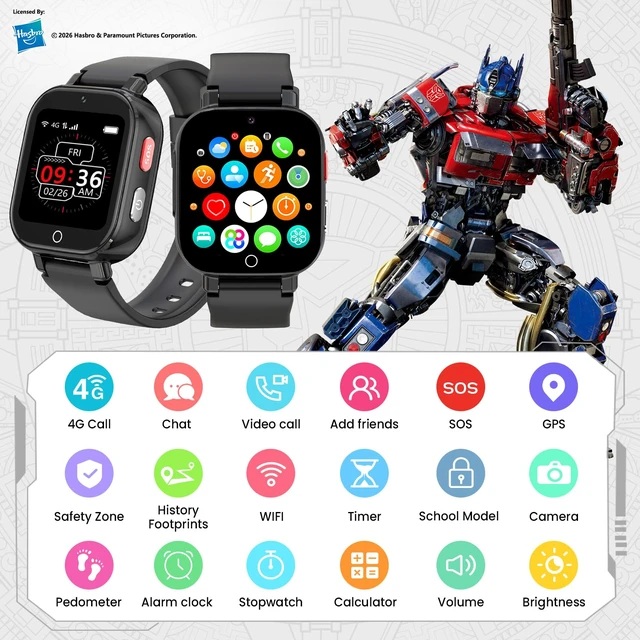 Alt view image 2 of 7 - 4G Kid Phone Watch with SIM Card, Kids Smart Watch for Boys Girls | with GPS Tracker Call SOS Video Call IP68 Waterproof Camera , Smartwatch for Ages 4-12 Children Birthday Gift, Black
