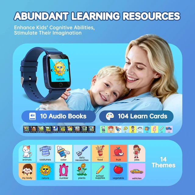 Alt view image 5 of 7 - Smart Watch for Kids with 26 Puzzle Games, HD Touch Screen Kids Watch, Camera, Music Player, Alarm Clock, Calculator, Pedometer, Learn Card - 12/24hr Toys for Age 3-12 Year Old, Birthday Gift for Boys