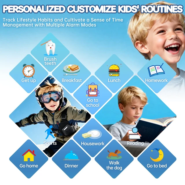 Alt view image 7 of 7 - Smart Watch for Kids with 26 Puzzle Games, HD Touch Screen Kids Watch, Camera, Music Player, Alarm Clock, Calculator, Pedometer, Learn Card - 12/24hr Toys for Age 3-12 Year Old, Birthday Gift for Boys