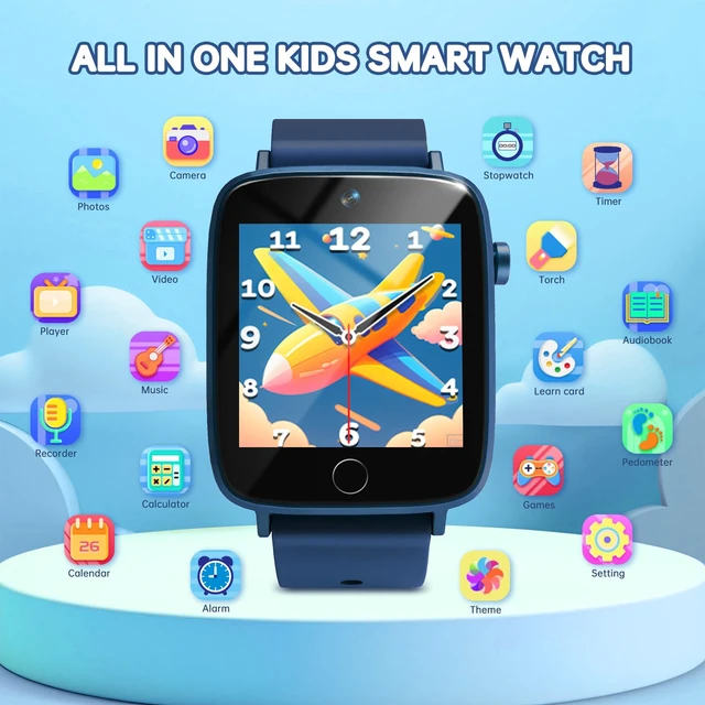 Alt view image 2 of 7 - Smart Watch for Kids with 26 Puzzle Games, HD Touch Screen Kids Watch, Camera, Music Player, Alarm Clock, Calculator, Pedometer, Learn Card - 12/24hr Toys for Age 3-12 Year Old, Birthday Gift for Boys
