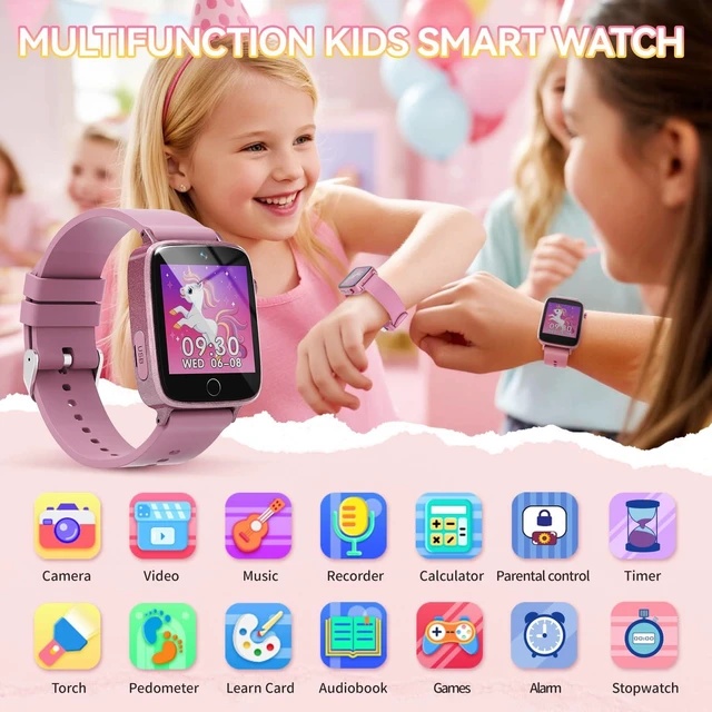 Alt view image 2 of 7 - Kids Watch for Girls 4 5 6 7 8 9 10 Years Old Gifts, Smart Watch for Kids with 26 Puzzle Games, HD Touch Screen, Flashlight, Learn Cards, Audiobook, Toddler Toys Christmas Birthday Gifts