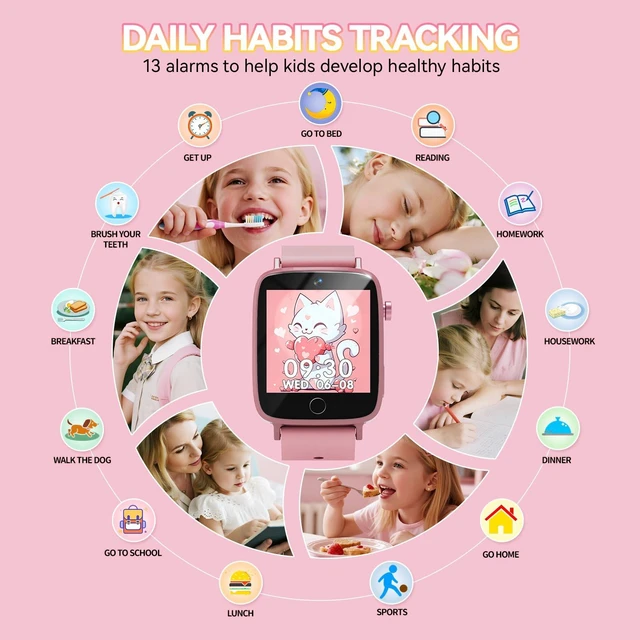 Alt view image 6 of 7 - Kids Watch for Girls 4 5 6 7 8 9 10 Years Old Gifts, Smart Watch for Kids with 26 Puzzle Games, HD Touch Screen, Flashlight, Learn Cards, Audiobook, Toddler Toys Christmas Birthday Gifts