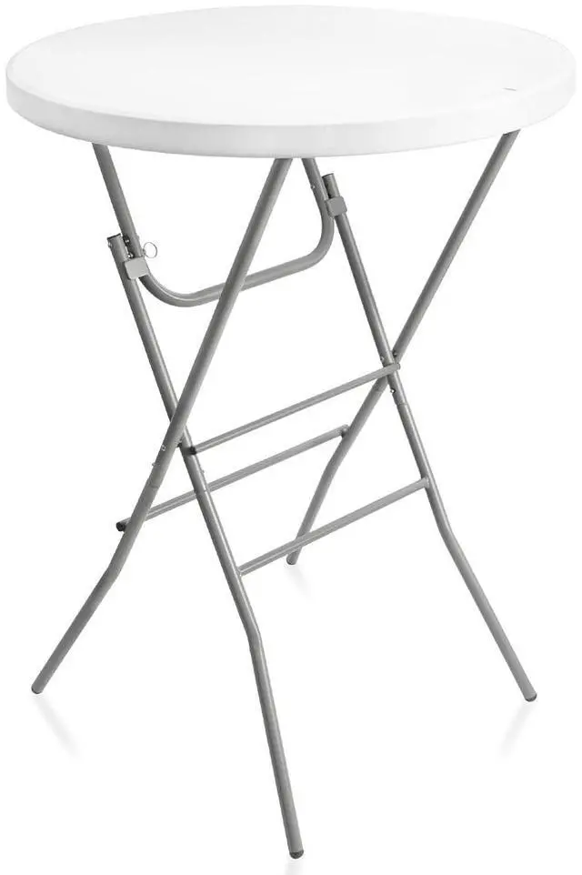 Main image of Byliable 32in Cocktail Table White High Top Folding, Portable Bar Height Folding Table Round with Removable Gray Legs, Indoor Outdoor Banquet for Parties, Commercial, Speech, Dining