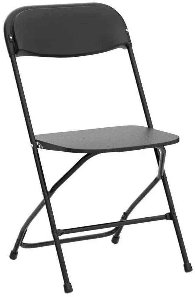 Alt view image 5 of 7 - 4 Pack Black Plastic Folding Chair, Indoor Outdoor Portable Stackable Commercial Seat with Steel Frame 350lb. Capacity for Events Office Wedding Party Picnic Kitchen Dining