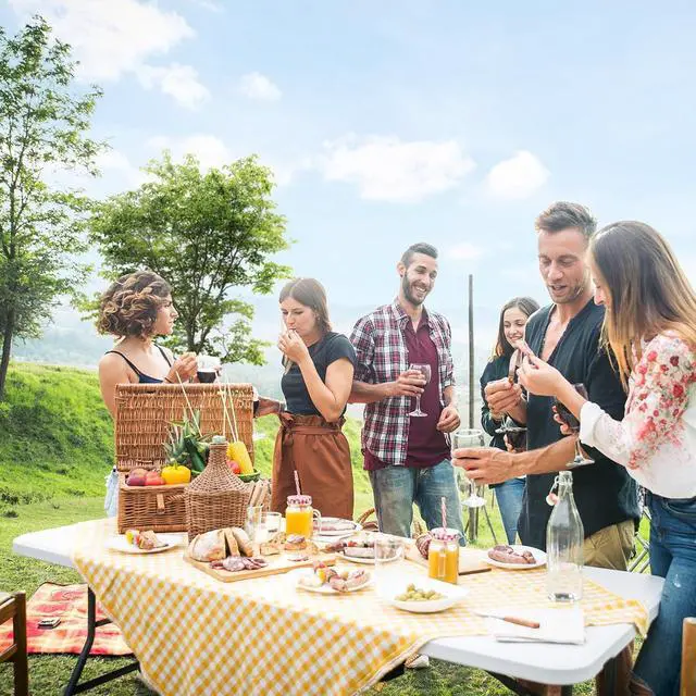 Alt view image 7 of 7 - 6 Foot Plastic Folding Table Portable Long Table for Indoor Outdoor Use Rectangular with Carrying Handle, Smooth HDPE Tabletop, White