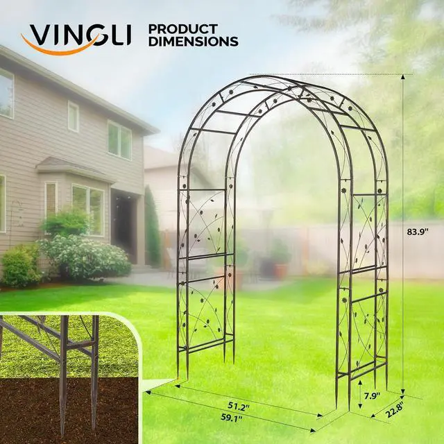 Alt view image 7 of 7 - Garden Arbor, Arch for Wedding Ceremony Party, Christmas Garden Decor Steel Garden Trellis for Plant Climbing, Pergola for Garden, Backyard, Lawn (Arch Top, Bronze)