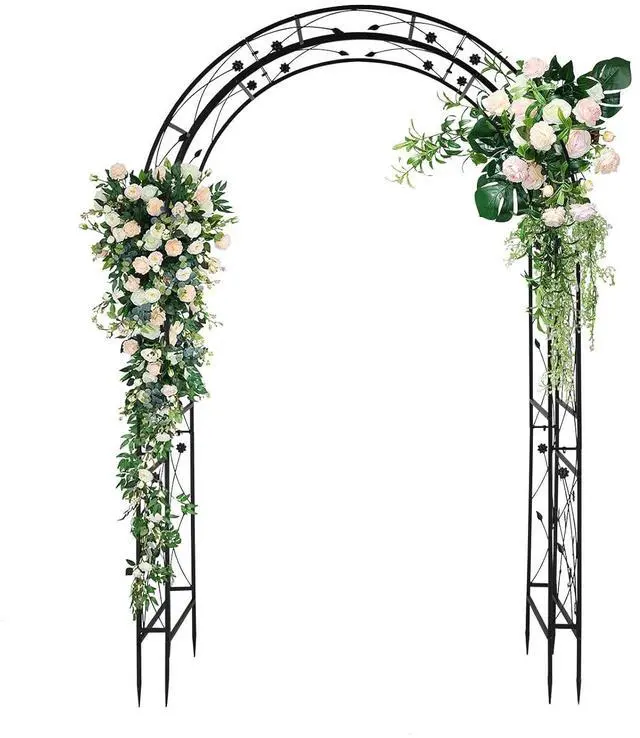 Alt view image 2 of 7 - Garden Arbor, Arch for Wedding Ceremony Party, Christmas Garden Decor Steel Garden Trellis for Plant Climbing, Pergola for Garden, Backyard, Lawn (Black-59x84)