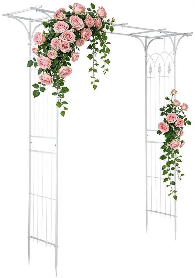 Main image of Garden Arbor, Arch Archway for Wedding Ceremony Party, Steel Garden Trellis for Plant Climbing, Christmas Garden Decorations Pergola for Garden, Backyard, Lawn (White)