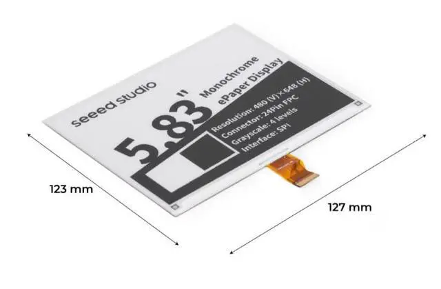 Alt view image 6 of 7 - 1pc 5.83 Inch Monochrome ePaper Display, 648x480 Resolution, SPI Interface, Compatible with Arduino/XIAO/STM32