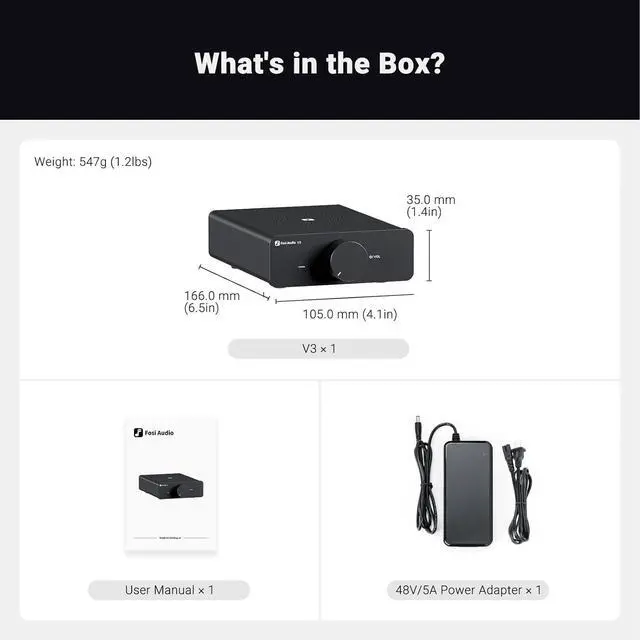 Alt view image 7 of 7 - V3 Stereo Amplifier Home Audio 300 Watts x2 Power TPA3255 Class D Mini Speaker Amp 2 Channel Audio Component for Passive Bookshelf Tower Speakers Desktop Home Theater with 48V Power Supply