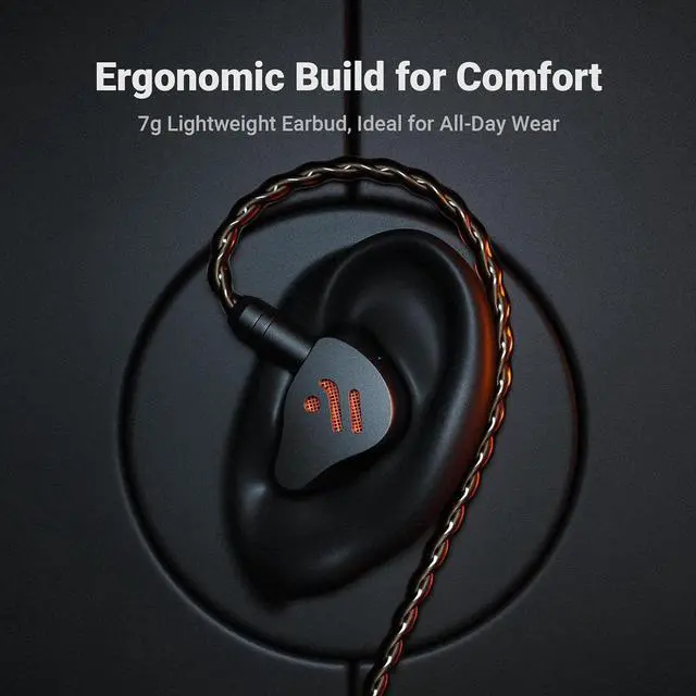 Alt view image 3 of 7 - IM4 Open-Back IEM Earphones, in Ear Monitor Wired Earbuds, 10mm Single Dynamic Driver, IEMs for Audiophiles, Gaming and Studio, 3.5mm 2-Pin 0.78mm Detachable Cables, N52 Dual Magnets