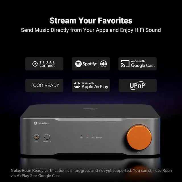 Alt view image 3 of 7 - S3 HiFi Music Streamer DAC Preamp, AK4493SEQ DAC Wi-Fi 6 Bluetooth 5.3, Digital Transport with XLR Balanced/Optical/Sub Out/HDMI eARC, AirPlay 2 Spotify Connect Tidal, 5-Band EQ