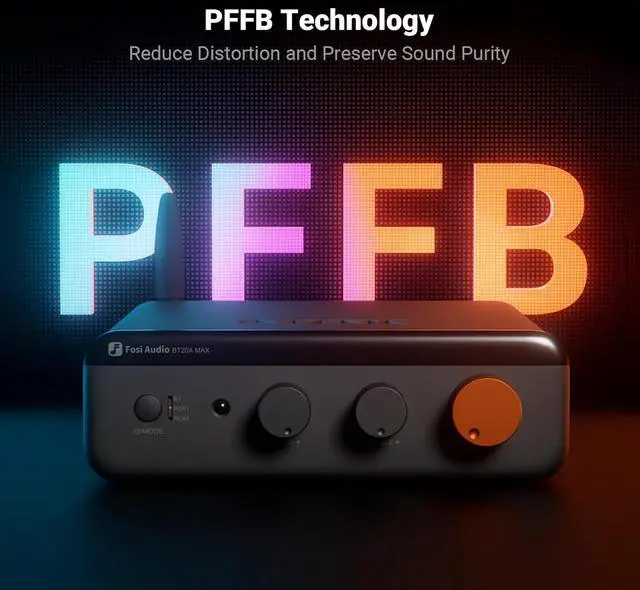 Alt view image 7 of 7 - BT20A Bluetooth Stereo Amplifier, 2 Channel Home Audio Component Amplifiers for Passive Speakers+Fosi Audio BT20A MAX Stereo Power Amplifier, 300W x 2 Hi-Fi Audio Amp with PFFB Technology