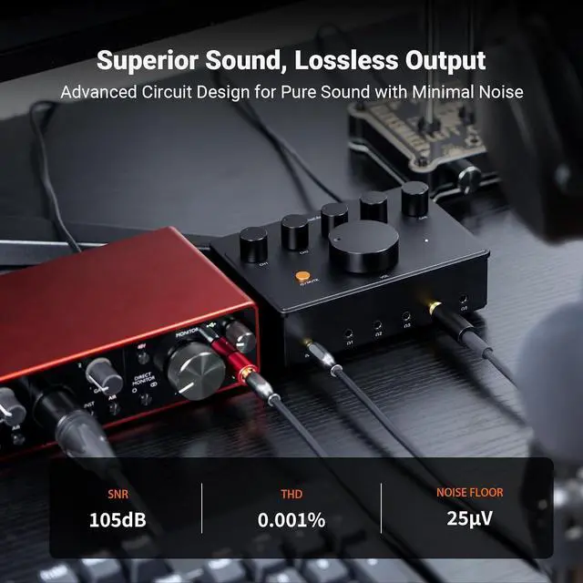 Alt view image 5 of 7 - PH05 5-Channel Headphone Splitter Amplifier, Mini Headphones Amp for Music Studio, Audio Sharing, Podcast Monitor, Supports 16-300 Ohm High Impedance IEM with 12V Power Adapter