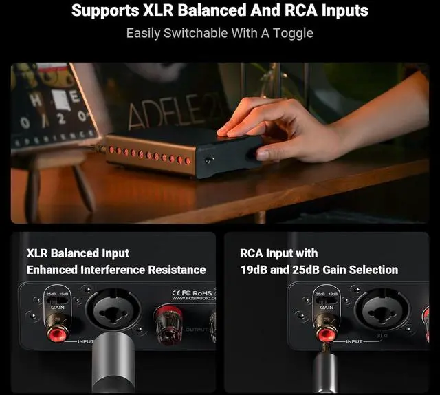 Alt view image 2 of 7 - V3 Mono Power Amplifier for Home Audio Speakers, Mini Monoblock Class D Amp with TPA3255, 240W for HiFi Home Theater AVR Receiver Component, RCA/XLR Balanced Inputs 48V/5A Power