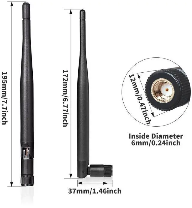 Alt view image 2 of 7 - Bluetooth Antenna WiFi SMA Male PC 2.4GHz 6dBi Single Band Boost Bluetooth Audio Range for Home Office Wireless Network Router IP Camera Amplifier Wireless Range Extender 2 Pack (SMA-Male)