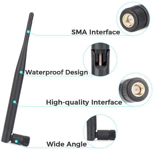 Alt view image 3 of 7 - Bluetooth Antenna WiFi SMA Male PC 2.4GHz 6dBi Single Band Boost Bluetooth Audio Range for Home Office Wireless Network Router IP Camera Amplifier Wireless Range Extender 2 Pack (SMA-Male)