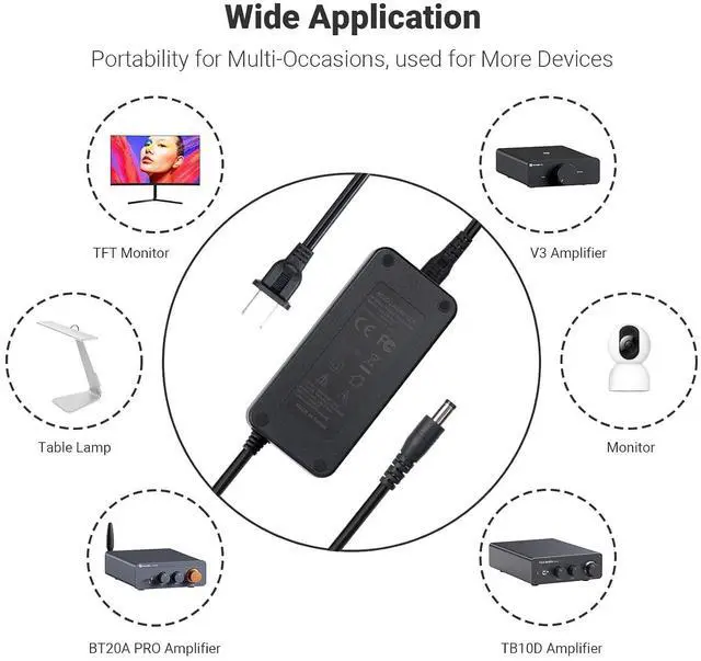 Alt view image 7 of 7 - 48V 5A Power Adapter Supply for Home Audio Bluetooth Stereo Receiver Amplifier Mini Hi-Fi Class D Integrated Amp