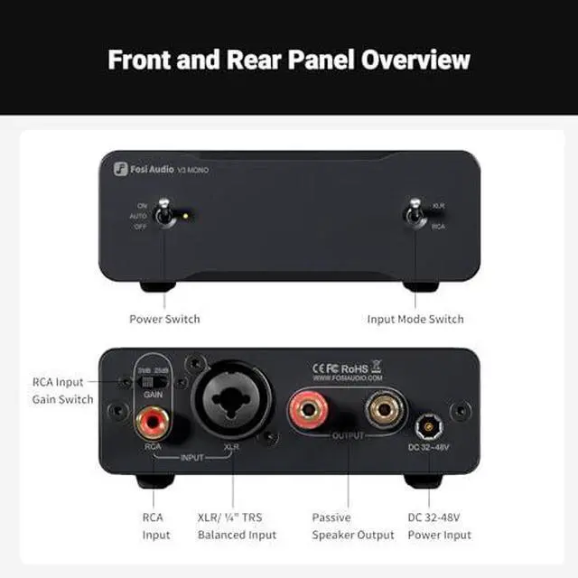 Alt view image 6 of 7 - 48V 10A Power Supply and V3 Mono Power Amplifier for Home Audio Speakers with 48V 5A Power Supply
